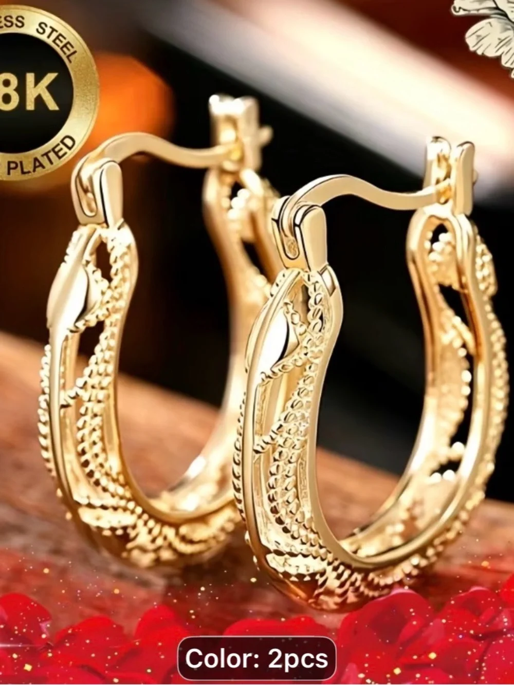 Elegant 18K Gold-Plated Women’s Hoop Earrings - Gold